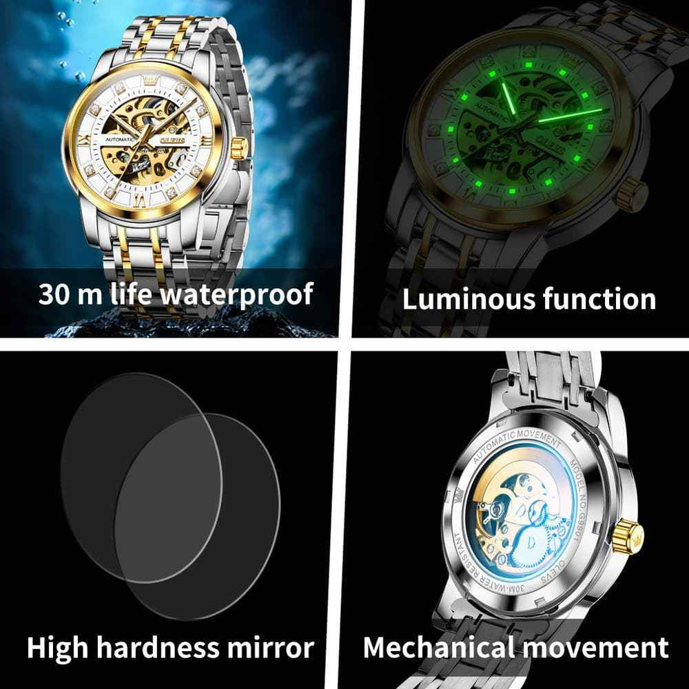 "The Monarch" Diamond Skeleton Automatic Watch | Luxury Dress Style