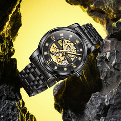 OLEVS "The Monarch" Diamond Skeleton Automatic Watch | Luxury Dress Style