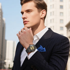 OLEVS "The Monarch" Diamond Skeleton Automatic Watch | Luxury Dress Style