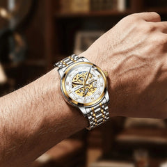 OLEVS "The Monarch" Diamond Skeleton Automatic Watch | Luxury Dress Style