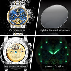 OLEVS 6617 Luxury Mechanical Stainless Steel Men’s Watch – Luminous, Waterproof, Automatic