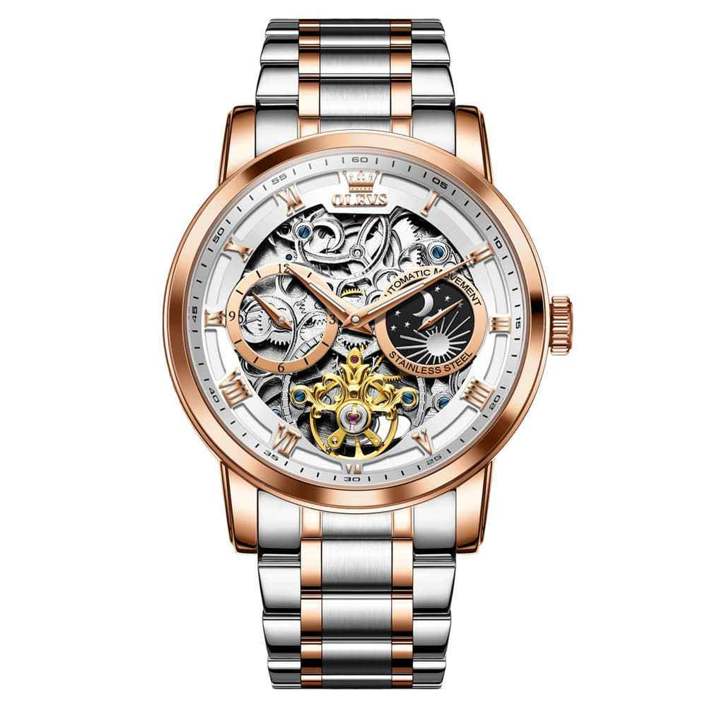 "Celestial" Skeleton Automatic Watch | Moon Phase & Tourbillon Style