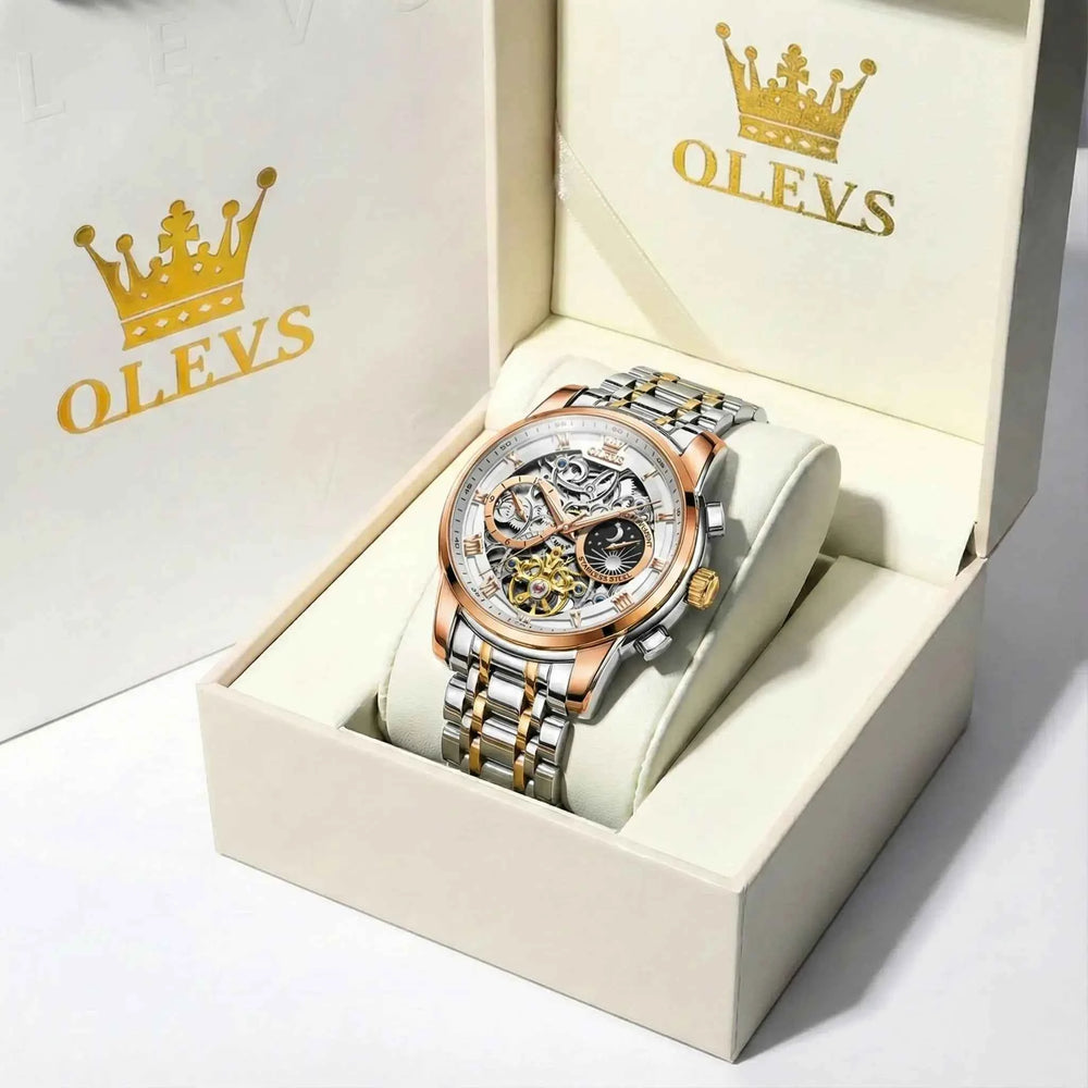 "Celestial" Skeleton Automatic Watch | Moon Phase & Tourbillon Style