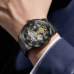 "Celestial" Skeleton Automatic Watch | Moon Phase & Tourbillon Style