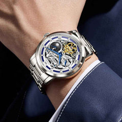 "Celestial" Skeleton Automatic Watch | Moon Phase & Tourbillon Style
