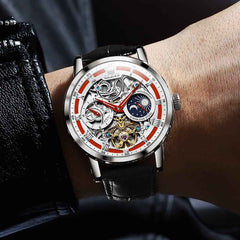 "Celestial" Skeleton Automatic Watch | Moon Phase & Tourbillon Style