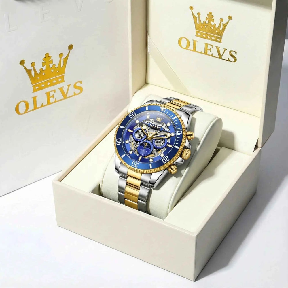 "The Captain" Skeleton Automatic Watch | Moon Phase & Diver Sport Style