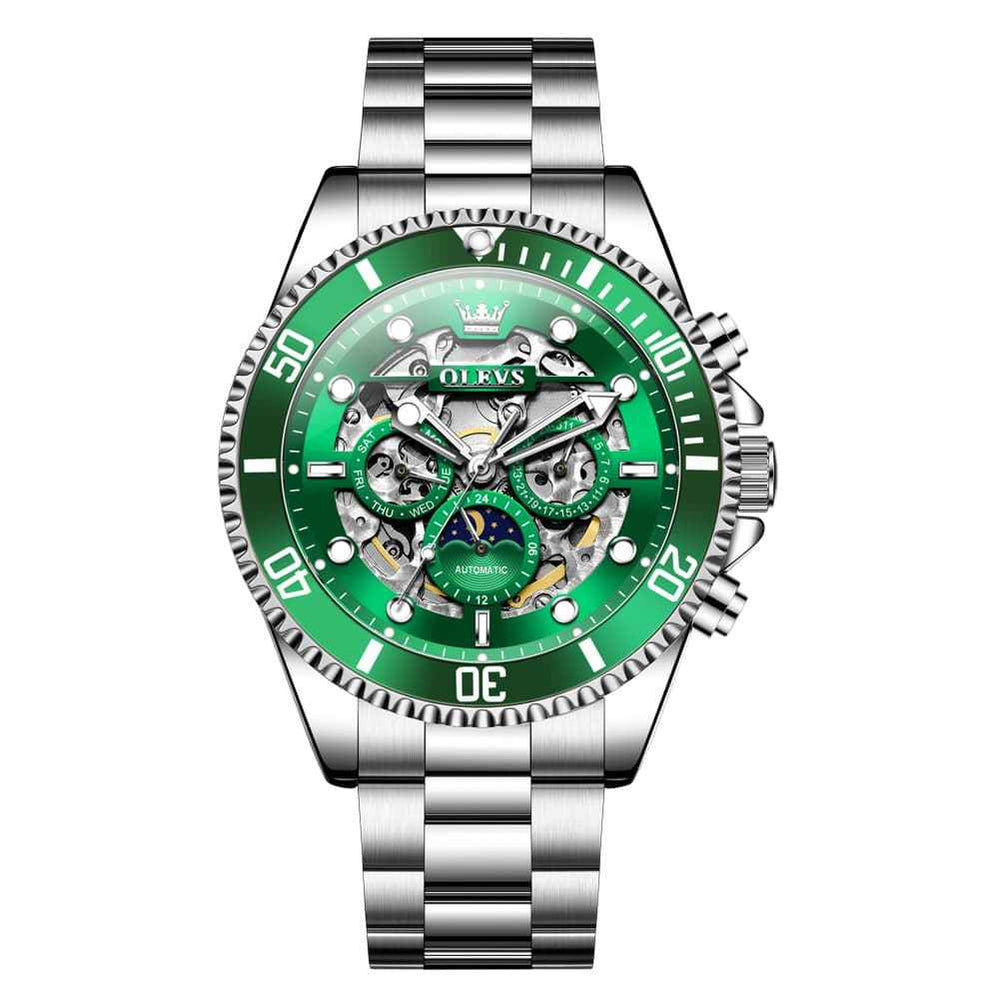 "The Captain" Skeleton Automatic Watch | Moon Phase & Diver Sport Style