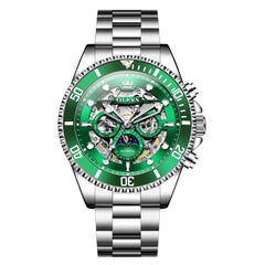 OLEVS "The Captain" Skeleton Automatic Watch | Moon Phase & Diver Sport Style