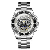 OLEVS "The Captain" Skeleton Automatic Watch | Moon Phase & Diver Sport Style