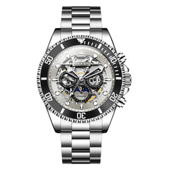 OLEVS "The Captain" Skeleton Automatic Watch | Moon Phase & Diver Sport Style