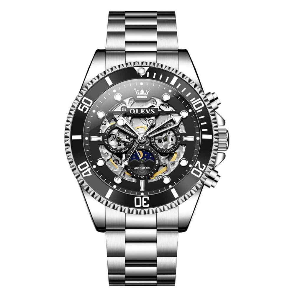 "The Captain" Skeleton Automatic Watch | Moon Phase & Diver Sport Style