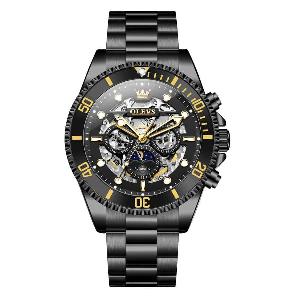 "The Captain" Skeleton Automatic Watch | Moon Phase & Diver Sport Style
