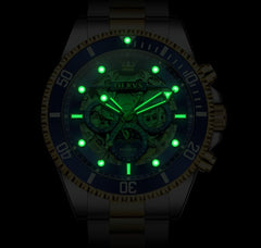 OLEVS "The Captain" Skeleton Automatic Watch | Moon Phase & Diver Sport Style