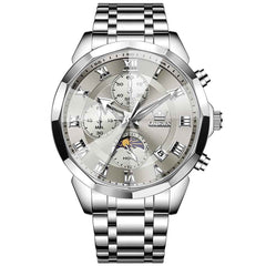"The Commander" Chronograph Watch | 3D Diamond Cut Crystal & Moon Phase