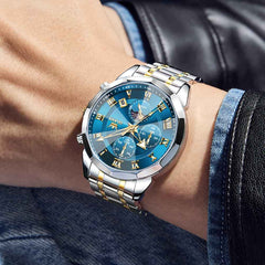 "The Commander" Chronograph Watch | 3D Diamond Cut Crystal & Moon Phase