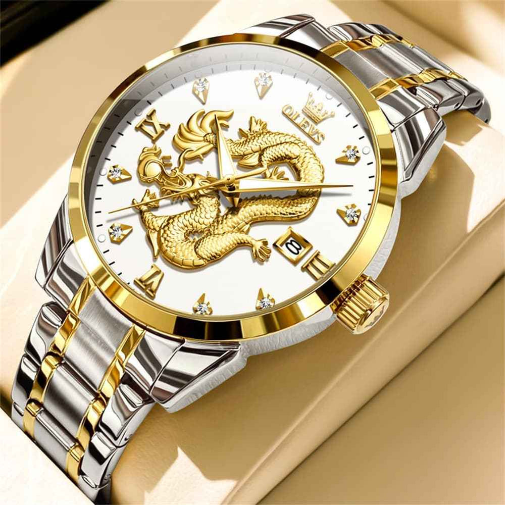 "The Emperor" 3D Golden Dragon Watch | Relief Dial & Luminous