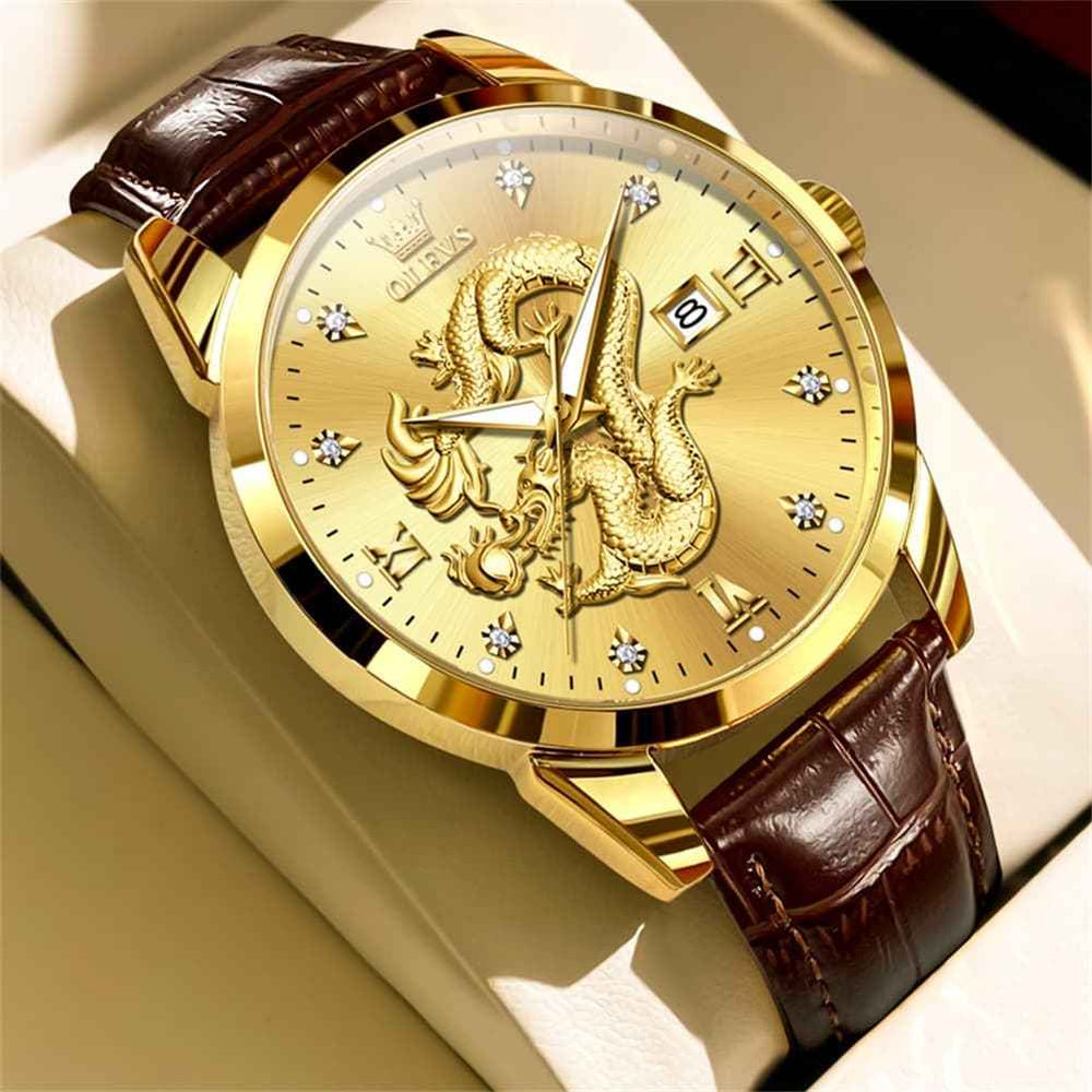 "The Emperor" 3D Golden Dragon Watch | Relief Dial & Luminous