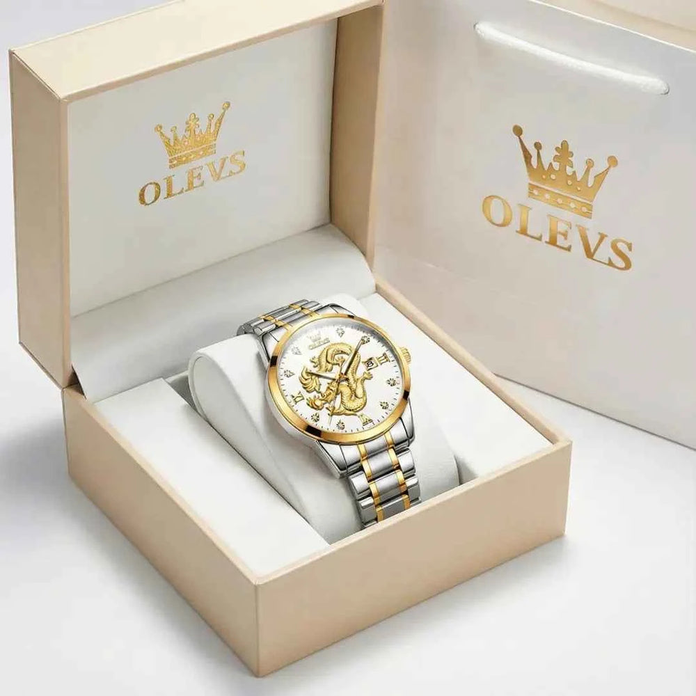 "The Emperor" 3D Golden Dragon Watch | Relief Dial & Luminous