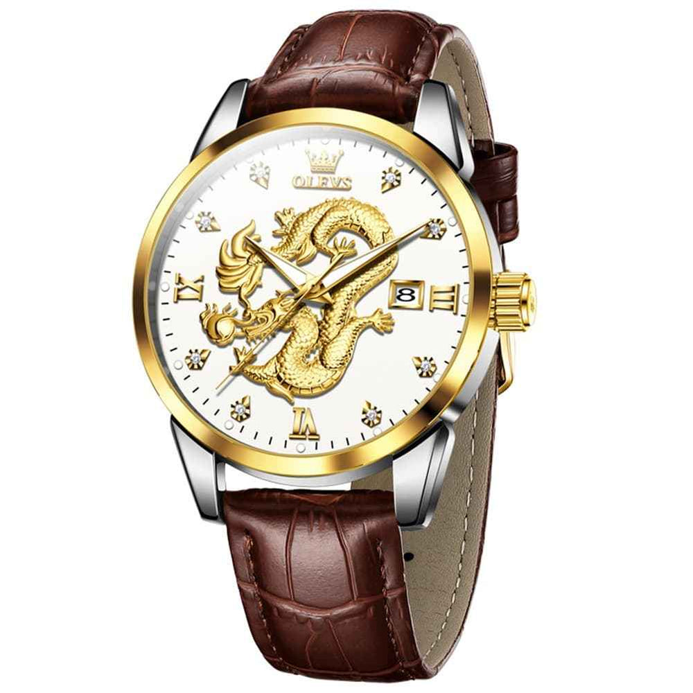 "The Emperor" 3D Golden Dragon Watch | Relief Dial & Luminous
