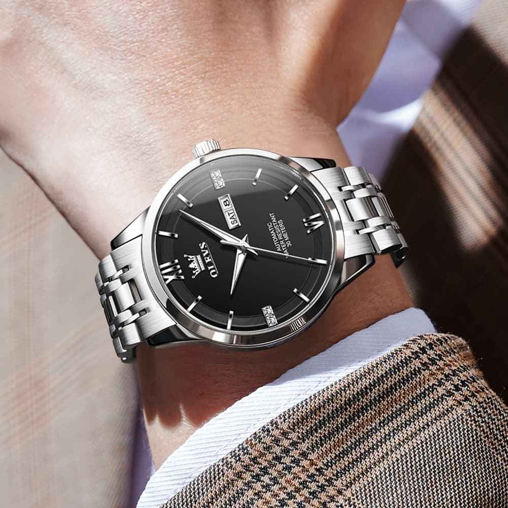 "The Executive" Classic Automatic Watch | Day-Date & Flat Crystal