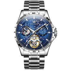 OLEVS "The Galaxy" Skeleton Automatic Watch | Starry Dial & Moon Phase