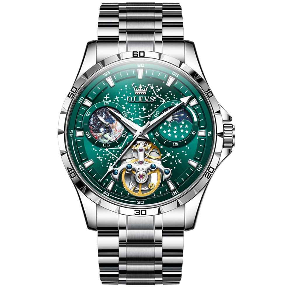 "The Galaxy" Skeleton Automatic Watch | Starry Dial & Moon Phase