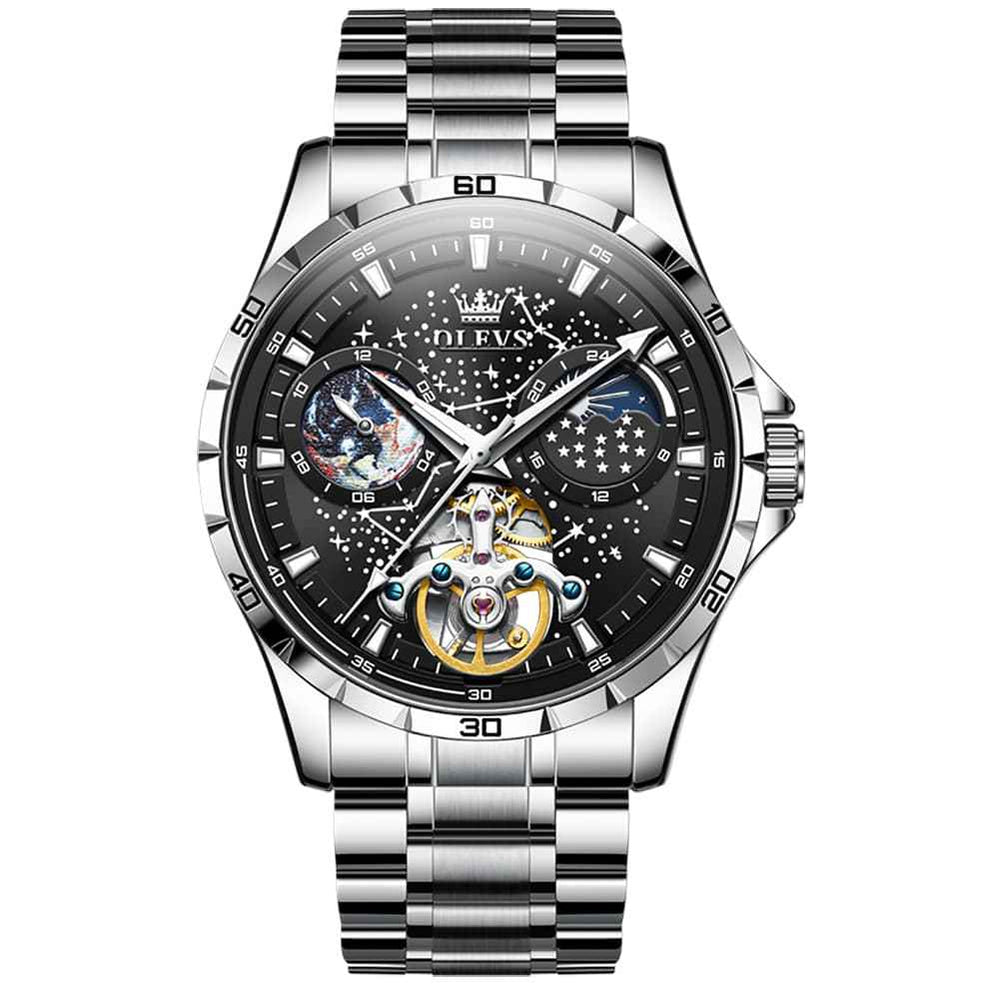 "The Galaxy" Skeleton Automatic Watch | Starry Dial & Moon Phase