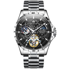OLEVS "The Galaxy" Skeleton Automatic Watch | Starry Dial & Moon Phase