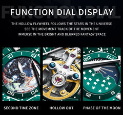 OLEVS "The Galaxy" Skeleton Automatic Watch | Starry Dial & Moon Phase