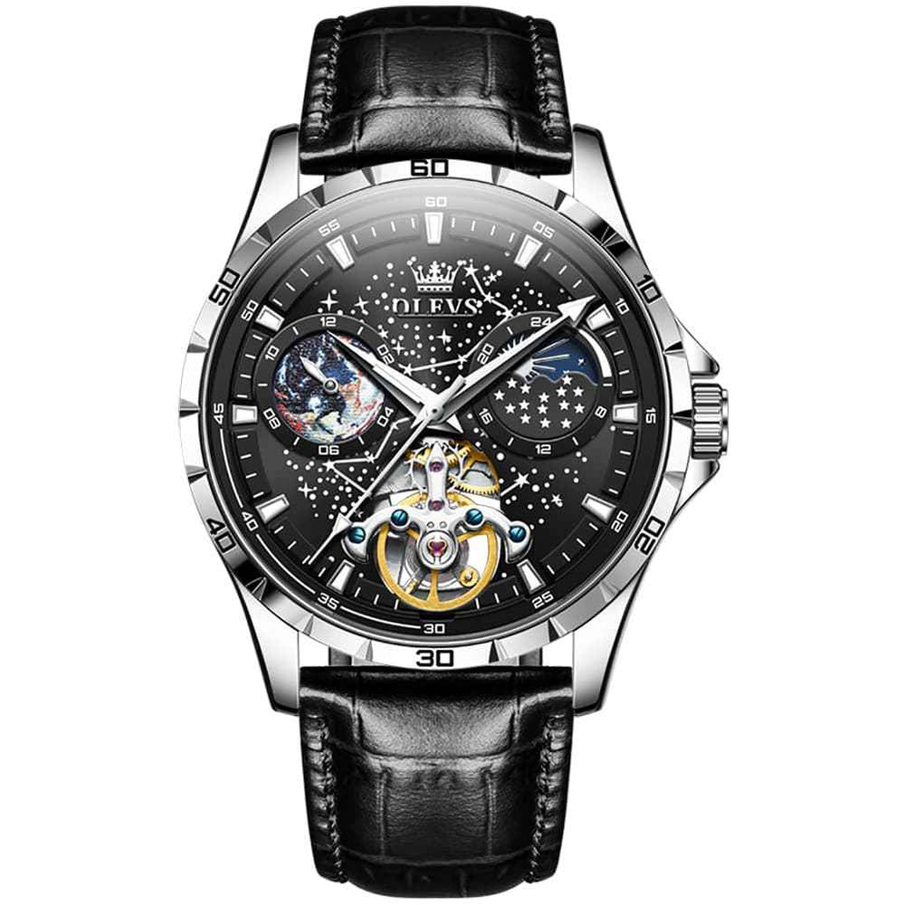 "The Galaxy" Skeleton Automatic Watch | Starry Dial & Moon Phase