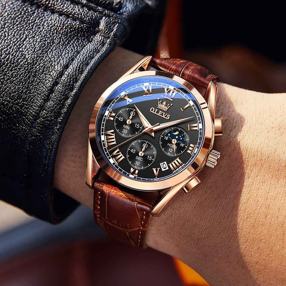 "The Heritage" Chronograph Watch | Roman Numerals & Moon Phase
