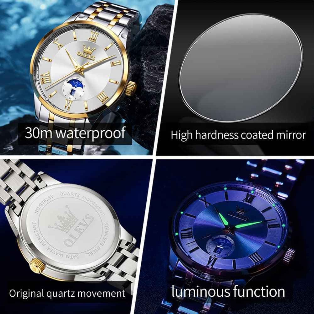 The Premier Business Quartz Watch | Sun & Moon Day-Date
