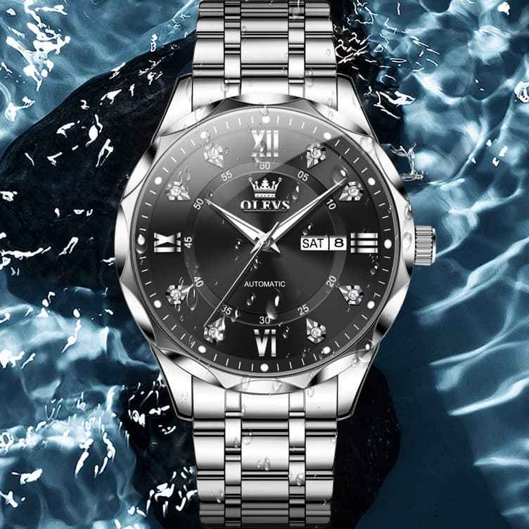 "The Prestige" Diamond Automatic Watch | High-Definition Flat Glass & Day-Date