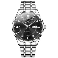 OLEVS "The Prestige" Diamant-Automatik-Uhr | Hochauflösendes Flachglas & Tag-Datum