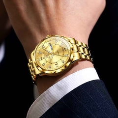 "The Prestige" Diamond Automatic Watch | High-Definition Flat Glass & Day-Date