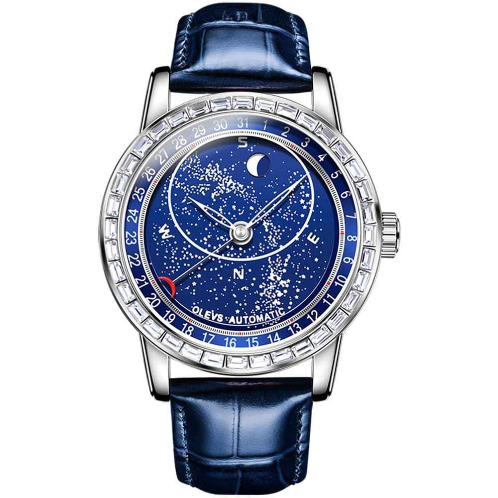 "The Starlight" Rotating Galaxy Automatic Watch | Crystal Bezel & Luminous Sky