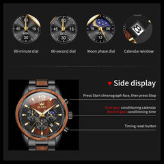 "The Timberline" Wood & Steel Chronograph | Natural Wood Inlay