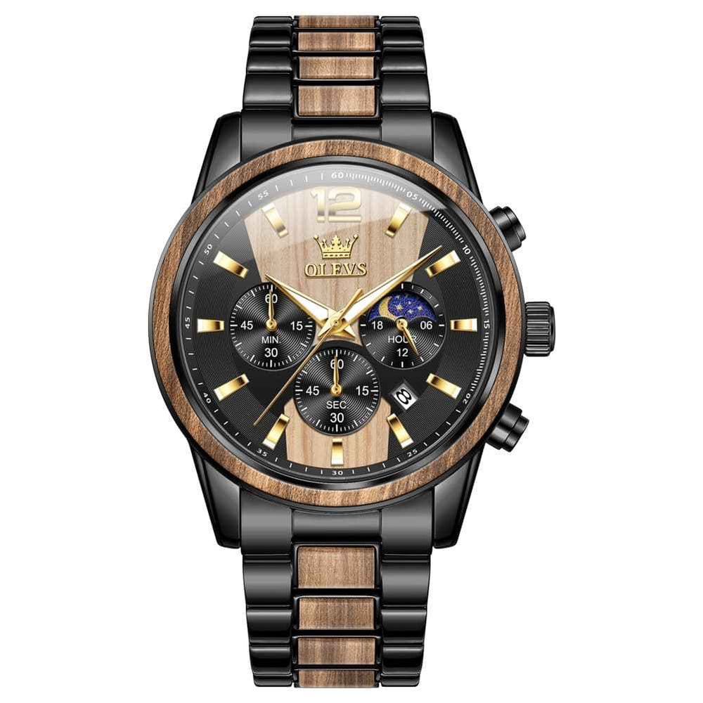 "The Timberline" Wood & Steel Chronograph | Natural Wood Inlay