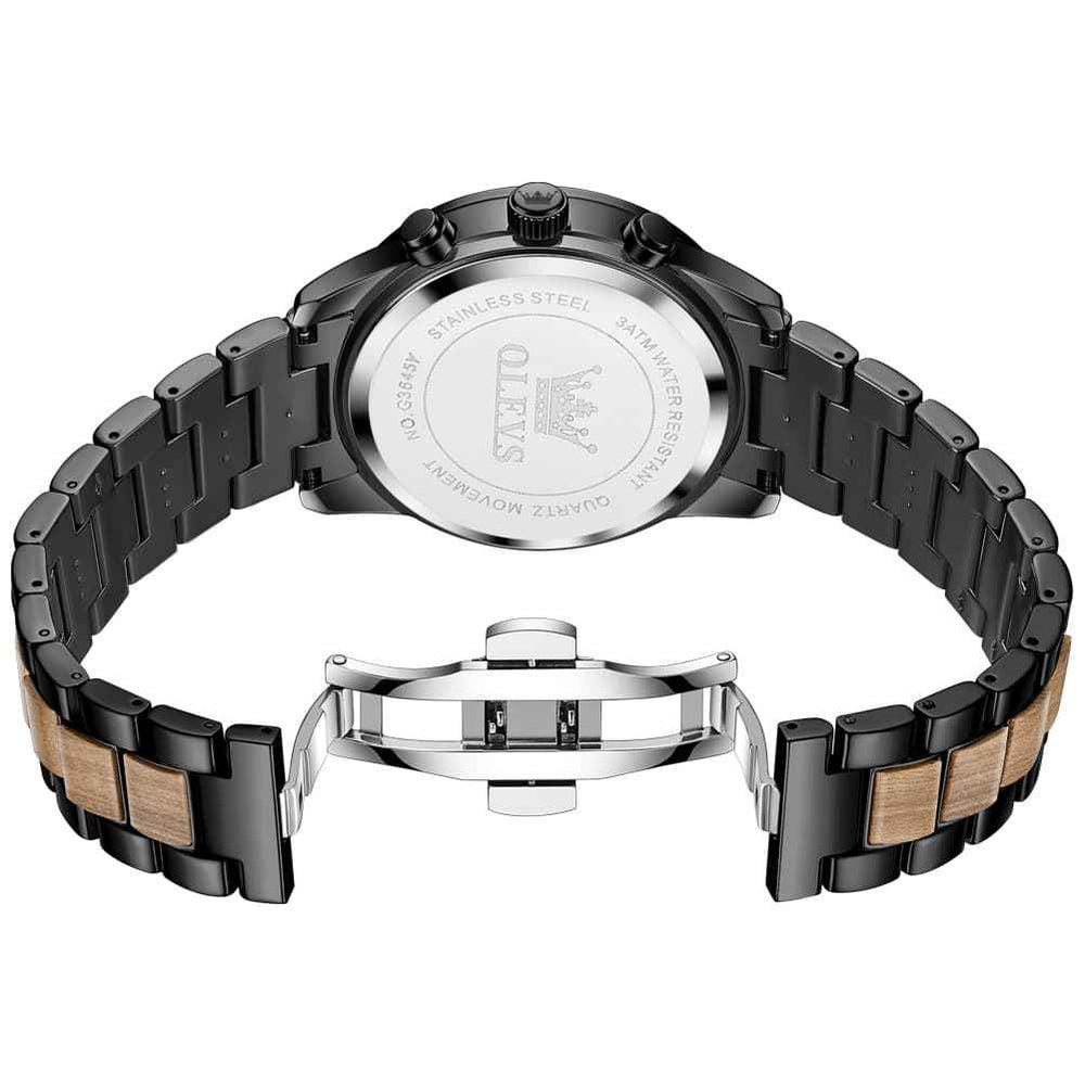 "The Timberline" Wood & Steel Chronograph | Natural Wood Inlay
