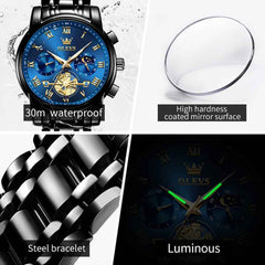 "The Voyager" Chronograph Watch | Sun & Moon Phase & Wheel Design