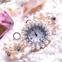 The Aphrodite Pearl Watch Handwoven Genuine Freshwater Pearl Timepiece