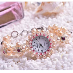 The Aphrodite Pearl Watch Handwoven Genuine Freshwater Pearl Timepiece