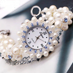 The Aphrodite Pearl Watch Handwoven Genuine Freshwater Pearl Timepiece