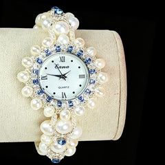 The Aphrodite Pearl Watch Handwoven Genuine Freshwater Pearl Timepiece