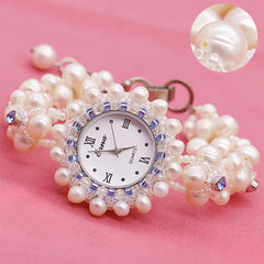 The Aphrodite Pearl Watch Handwoven Genuine Freshwater Pearl Timepiece