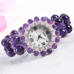 The Lumina Aura Watch Genuine Healing Crystal & Mother of Pearl Bracelet Timepiece