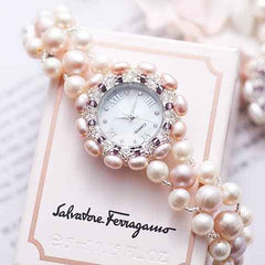 The Lumina Aura Watch Genuine Healing Crystal & Mother of Pearl Bracelet Timepiece