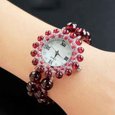 The Lumina Aura Watch Genuine Healing Crystal & Mother of Pearl Bracelet Timepiece