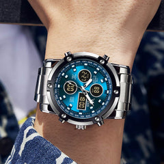 OLEVS 1106 Heavy Duty Dual Display Chronograph Watch for Men - All Black Watch | Olevs Watch Store